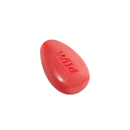 Caption: a close up of a red plastic object on a black background