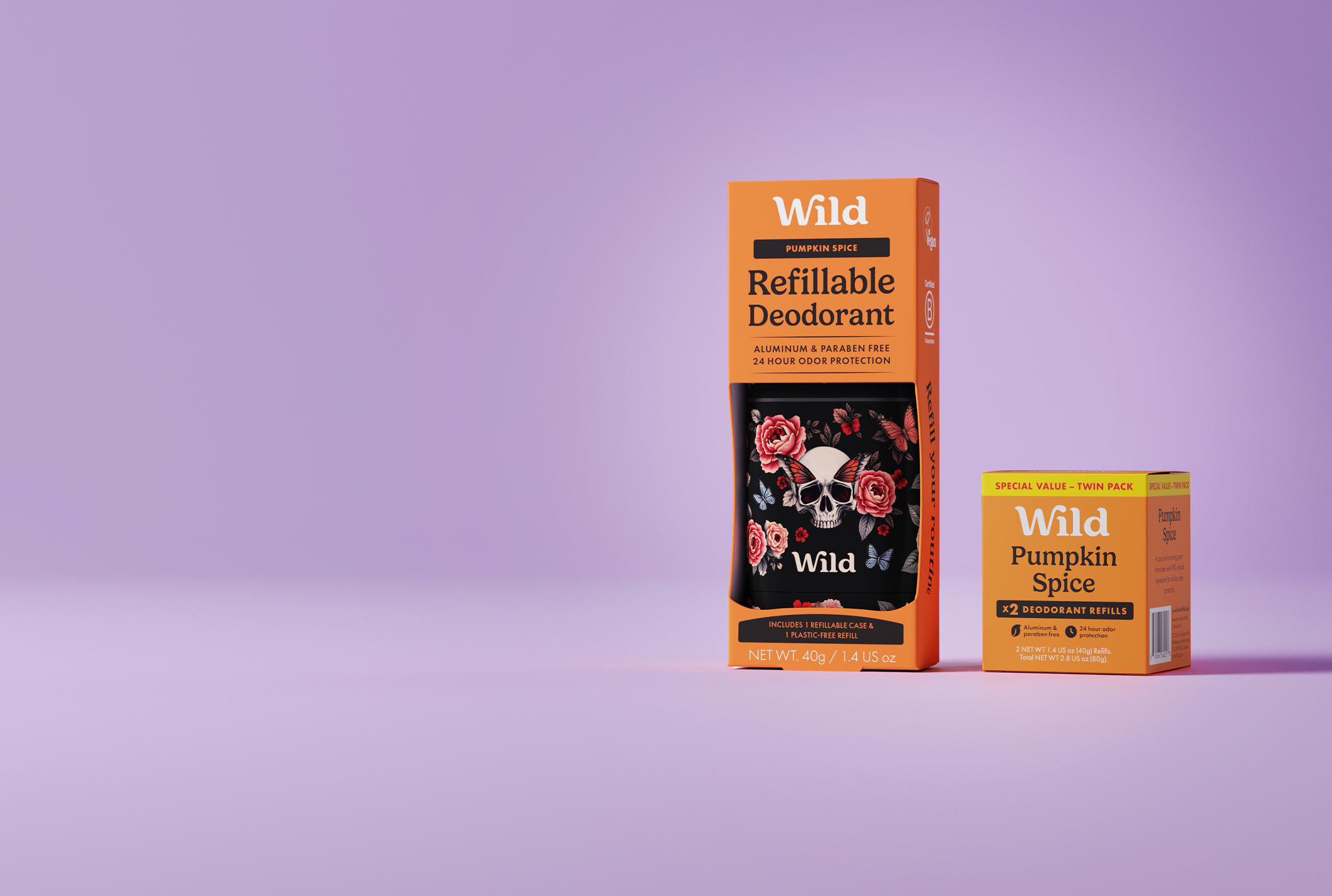 Caption: a package of wild retrieving deodorant next to a box of