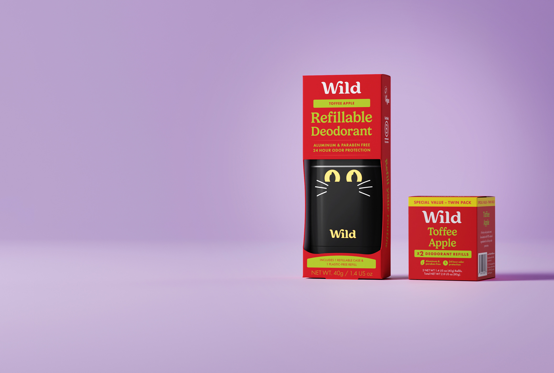 Caption: a box of wild reaffitable deodorant next to a box