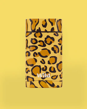 Caption: a yellow and black animal print lighter on a yellow background