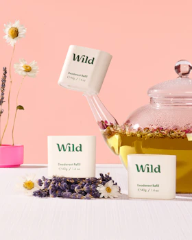 Caption: a jar of wild tea next to a cup of tea