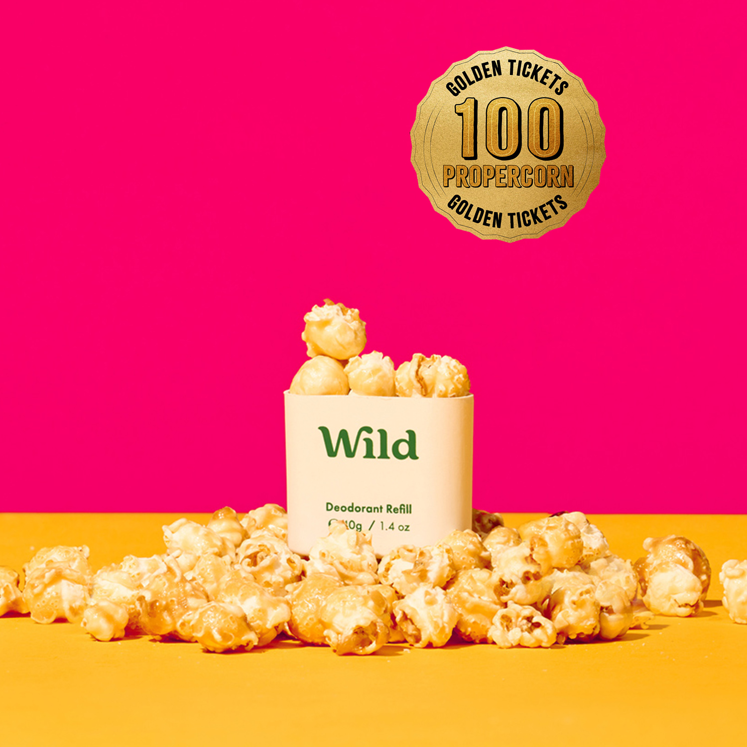 Caption: a box of popcorn sitting on top of a table