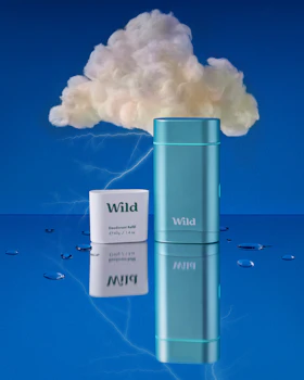 Caption: a blue tube with a cloud on top of it