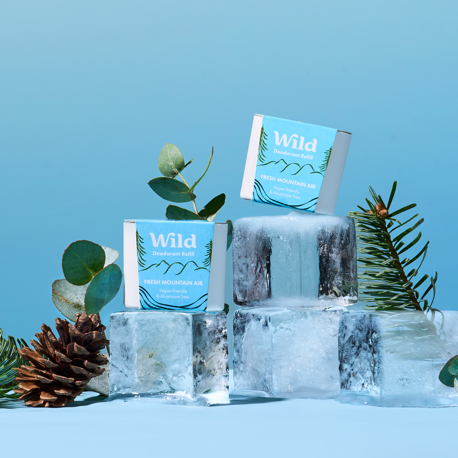 Caption: a pile of ice cubes sitting on top of a table