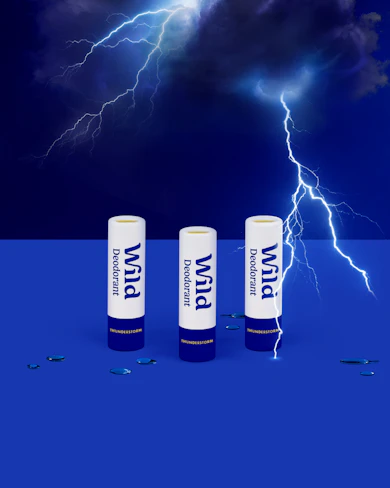Caption: three batteries with lightning in the background