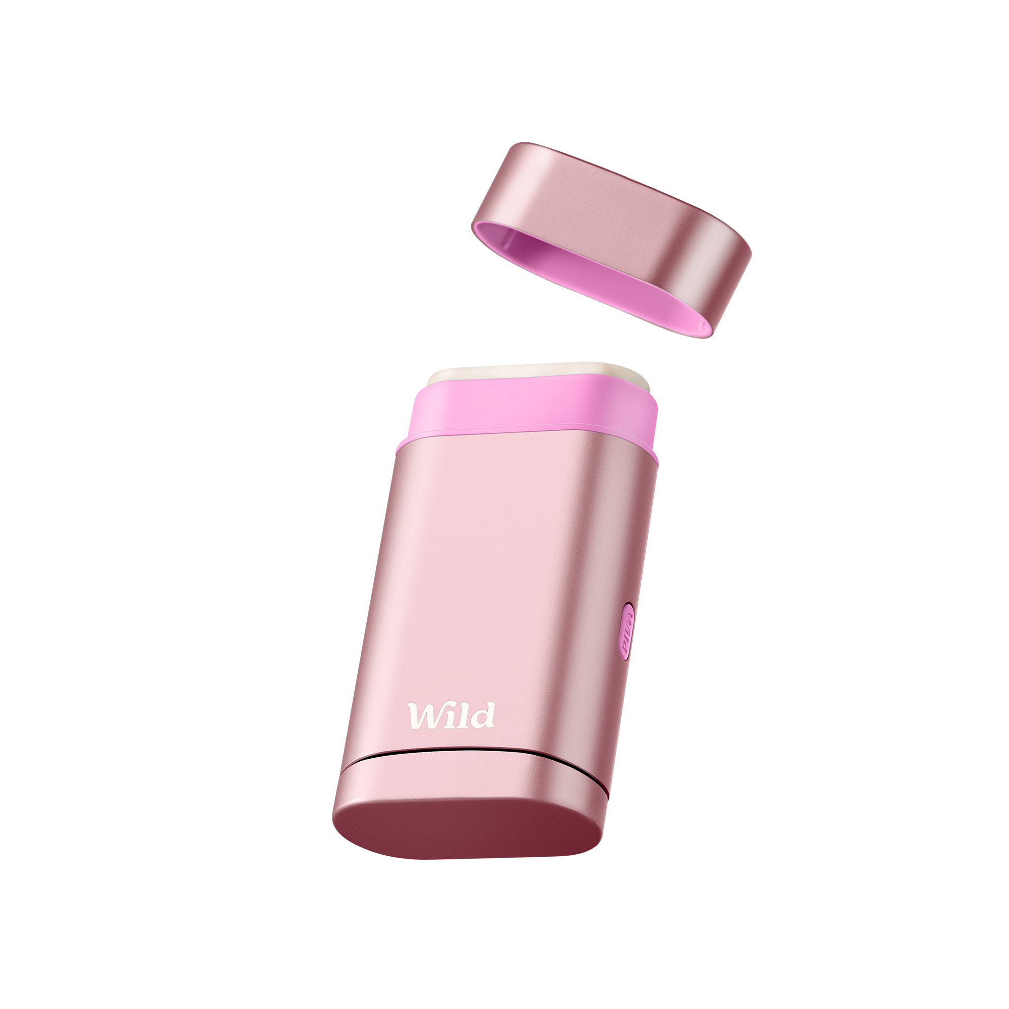 Bildunterschrift: eine rosa Pillenflasche mit rosa Deckel