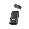 Caption: a close up of a black object with a white background