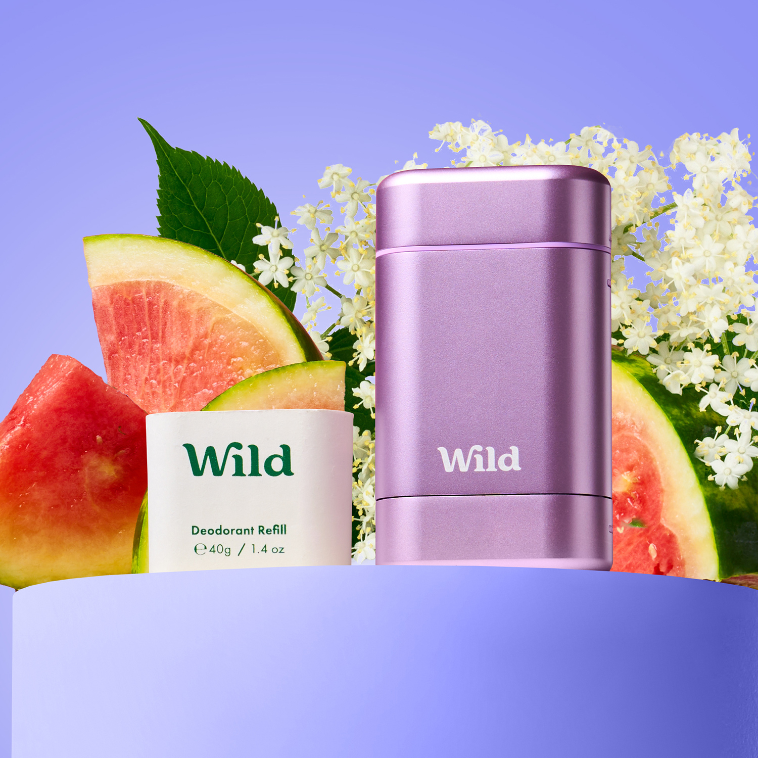 Légende : une pastèque, un pamplemousse et une tranche de pastèque dans une boîte en carton.