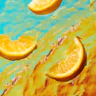 Caption: a group of oranges floating on top of a body of water