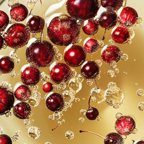 Caption: a close up of a bunch of cherries on a plate