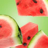 Caption: slices of watermelon with a green background
