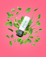 Caption: a tube of lip balm surrounded by leaves