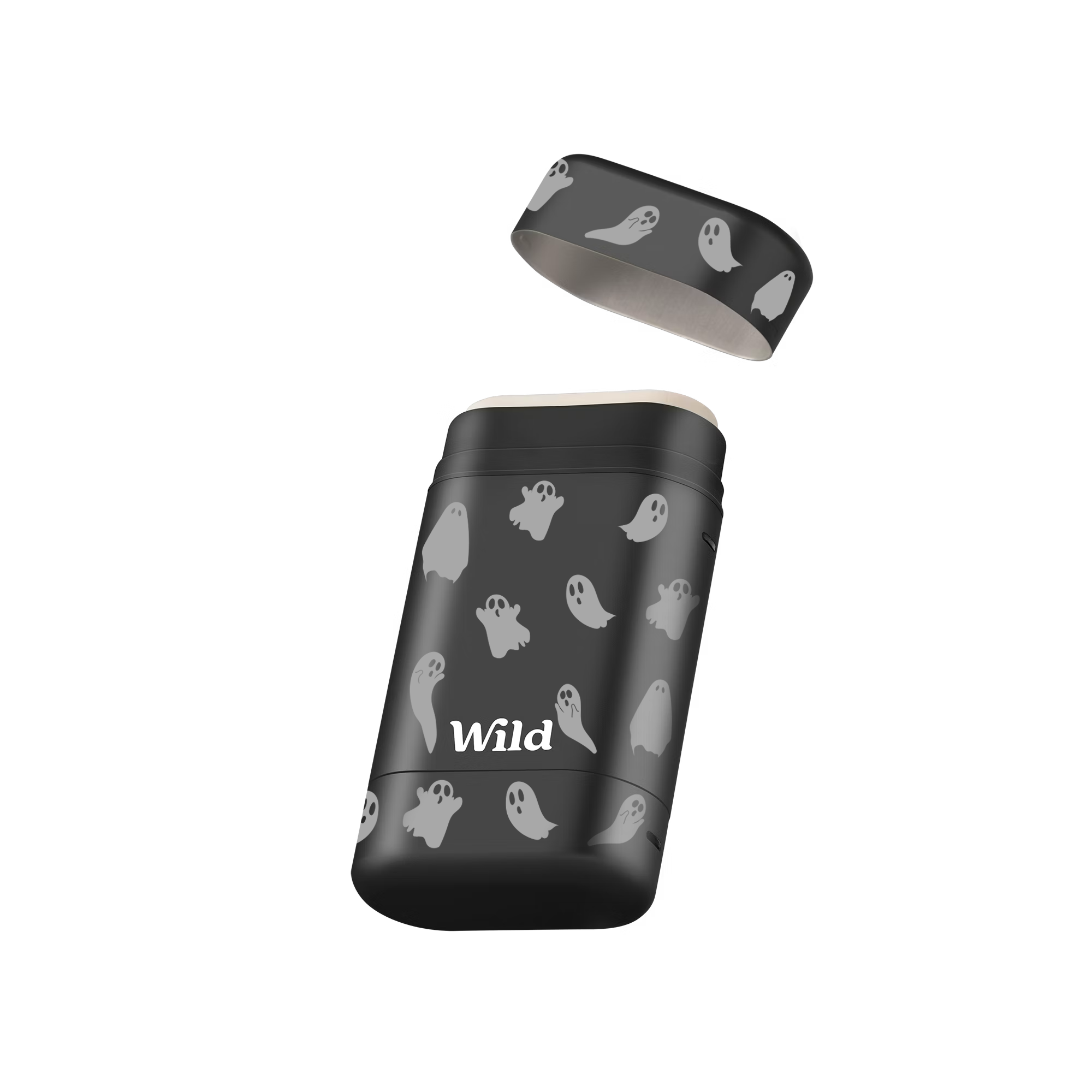 Caption: a black and white photo of a can of wild