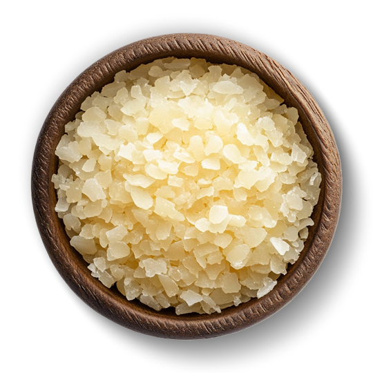 Caption: a wooden bowl filled with rice on top of a black background