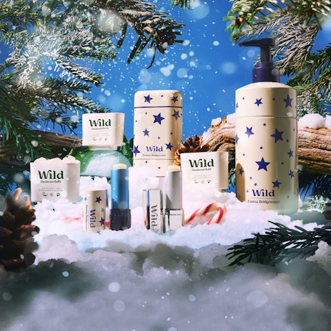 Caption: a christmas display of various skin care products