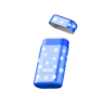 Caption: a couple of blue batteries sitting next to each other