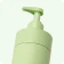 Caption: a bottle of soap with a green cap