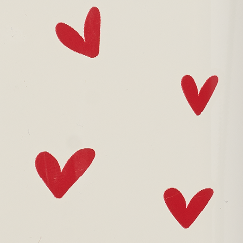 Caption: a group of red hearts on a white background