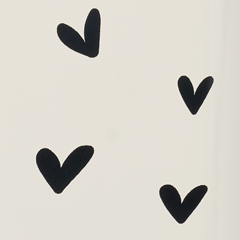 Caption: a group of black hearts on a white background