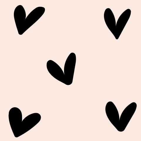 Légende : un motif de cœurs noirs sur fond rose