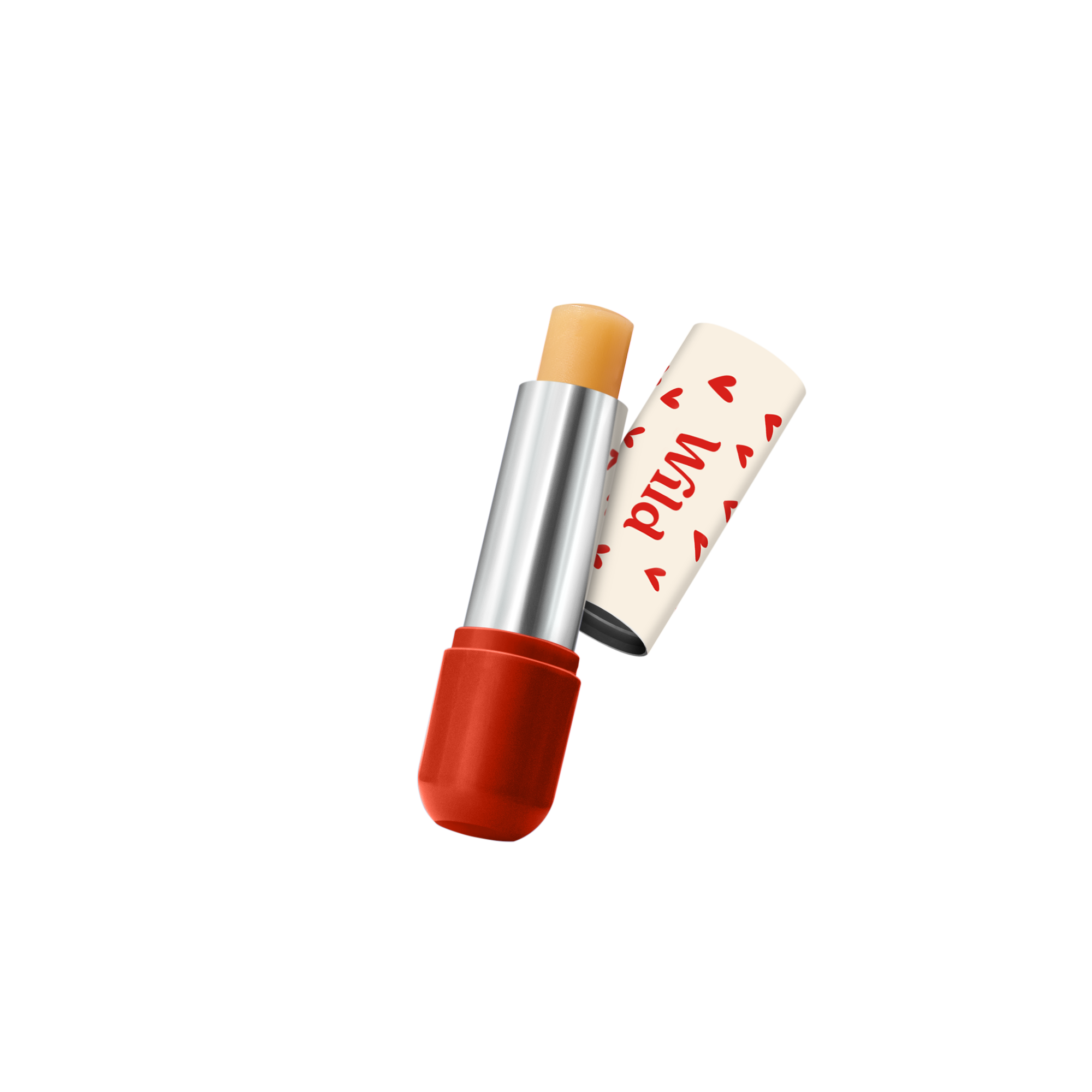 Caption: a red lipstick with a tube of lipstick on top of it