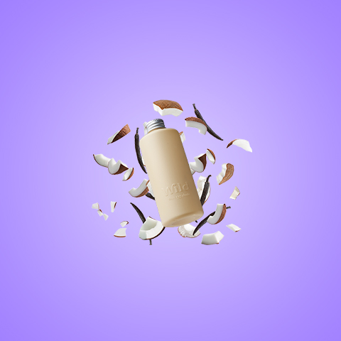 Bildunterschrift: eine von Konfetti umgebene Getränkedose auf lila Hintergrund