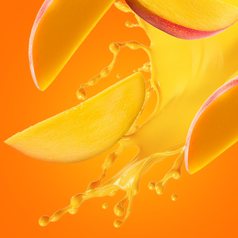 Légende : gros plan d'une banane et d'un jus d'orange