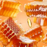 Caption: a bunch of honeycombs are falling into the air