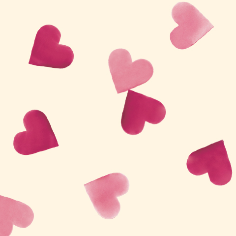 Caption: a bunch of pink hearts floating in the air