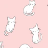 Caption: black and white cats on a pink background