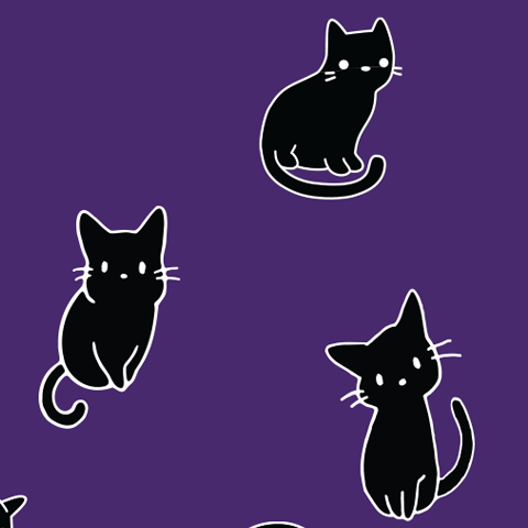 Caption: a group of black cats sitting next to each other