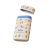 Caption: a white and blue container with a blue lid