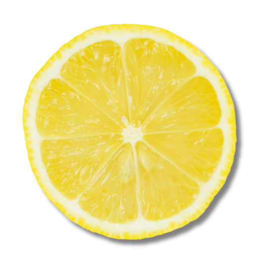 Caption: a slice of lemon on a black background