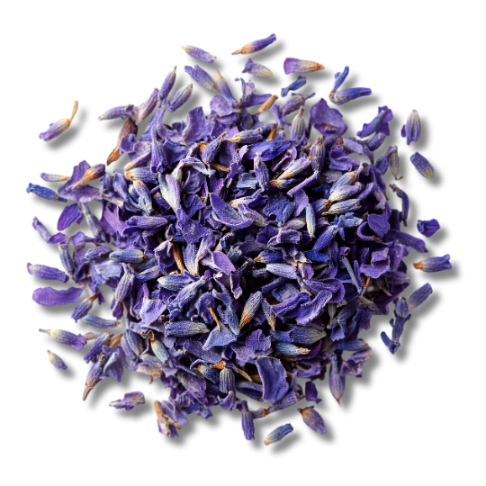 Caption: a pile of purple flowers on a black background