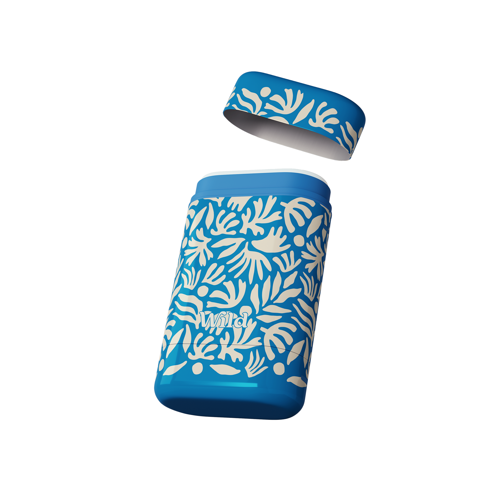 Caption: a blue and white case with a flower pattern