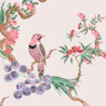 Caption: a painting of a bird sitting on a branch with flowers