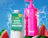 Caption: a bottle of watermelon, watermelon slices, and a watermel