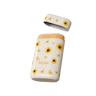 Caption: a yellow and white container with a sunflower pattern on it