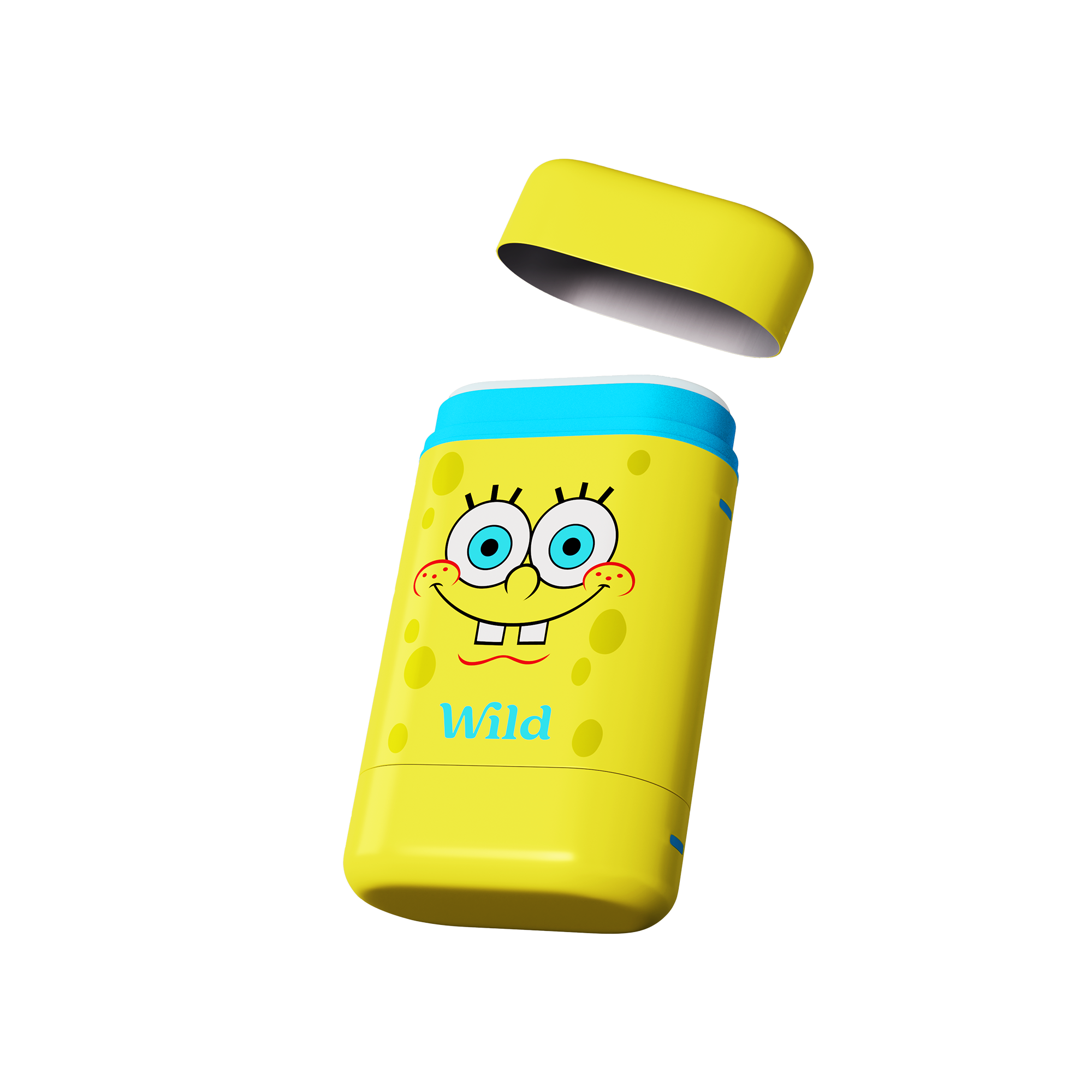 Caption: a yellow plastic bottle with a cartoon character on it
