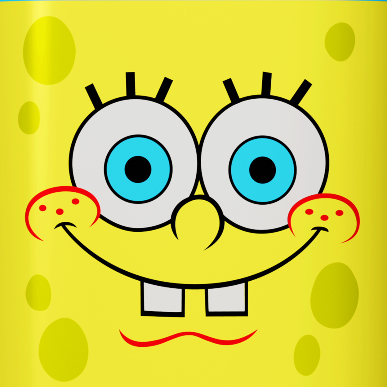 Légende : gros plan d'un visage de bande dessinée sur fond jaune.