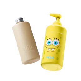 Caption: a yellow bottle with a cartoon character on it