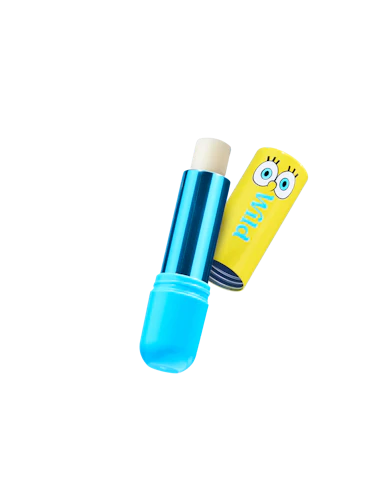 Caption: a yellow and blue tube with a cartoon character on it