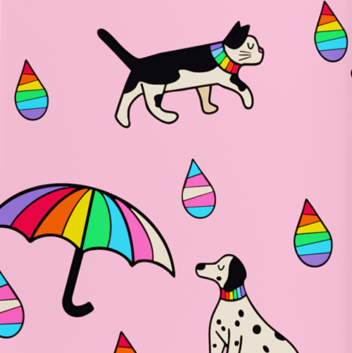 Légende : photo d'un chien avec un parapluie