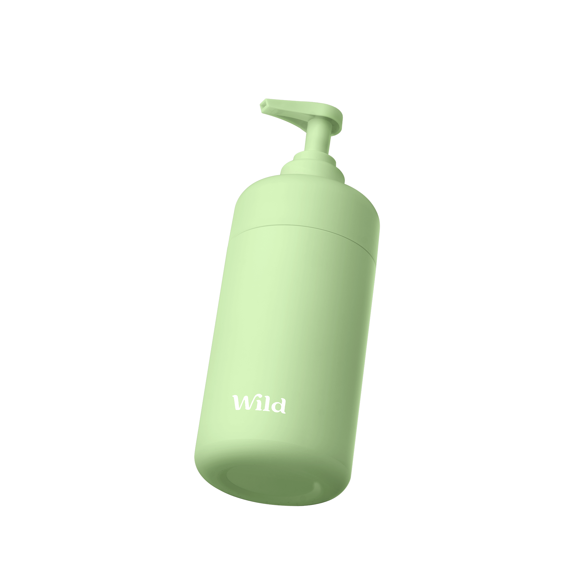 Bildunterschrift: eine grüne Flasche mit dem Wort "wild" darauf