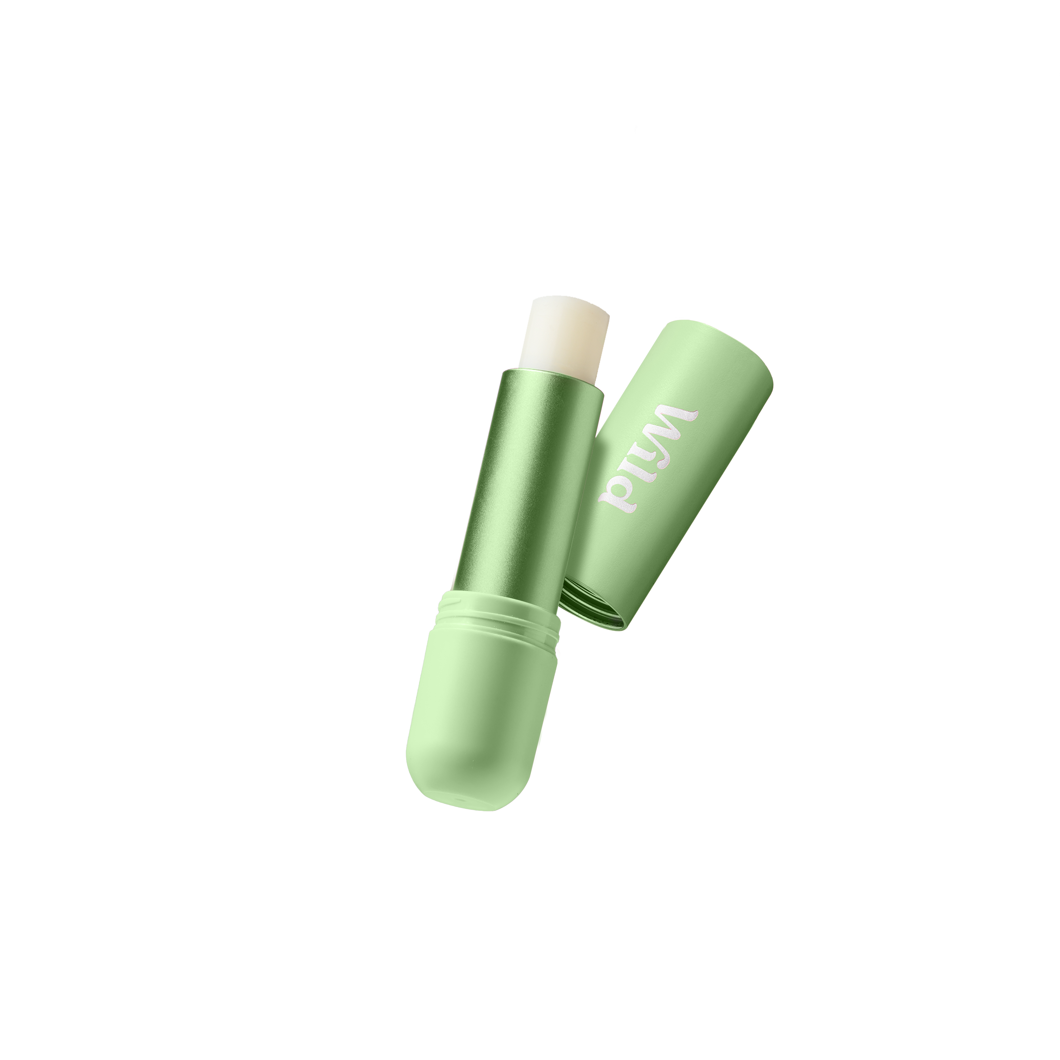 Caption: a green lip bale sitting on top of a white background