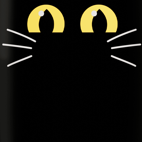 Légende : un fond noir avec les yeux d'un chat jaune