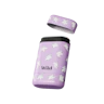 Caption: a purple and white water bottle with polar bears on it