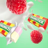 Caption: a raspberry and cream drink being poured into a carton of drumstick
