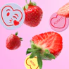 Caption: a bunch of strawberries are flying through the air