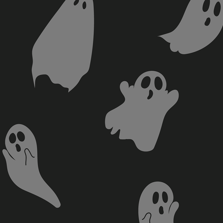 Légende : un groupe de silhouettes de fantômes sur fond noir